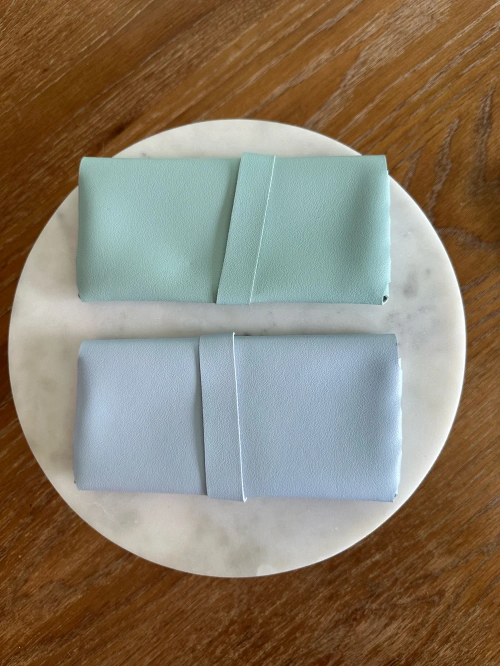 Light Blue and Mint Green Leatherette Eyeglass Cases